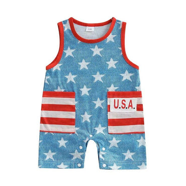 Sleeveless USA Stars Baby Romper
