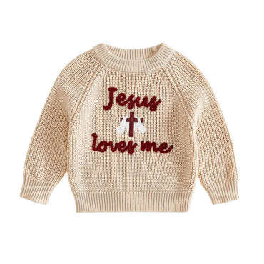 Jesus Loves Me Knit Baby Sweater