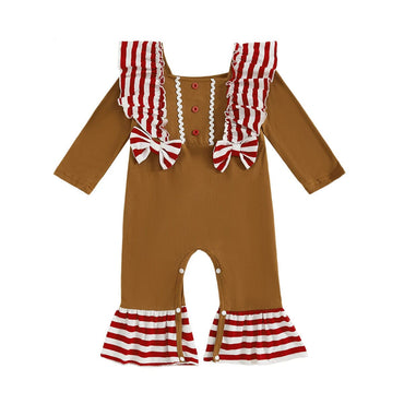 Long Sleeve Gingerbread Flared Baby Jumpsuit