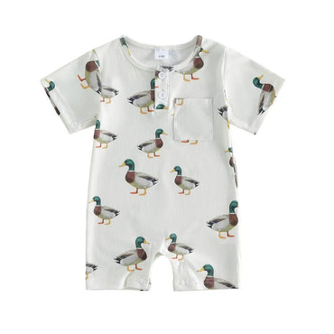 Short Sleeve Duck Pocket Baby Romper