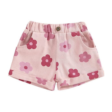 Floral Denim Toddler Shorts Shorts The Trendy Toddlers Pink 4T 