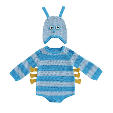 Long Sleeve Caterpillar Striped Baby Costume Blue 3-6 M