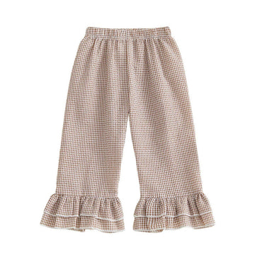 Gingham Retro Flared Toddler Pants Brown 9-12 M