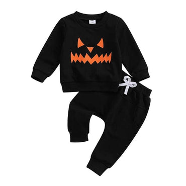Pumpkin Face Halloween Baby Set Black 3-6 M