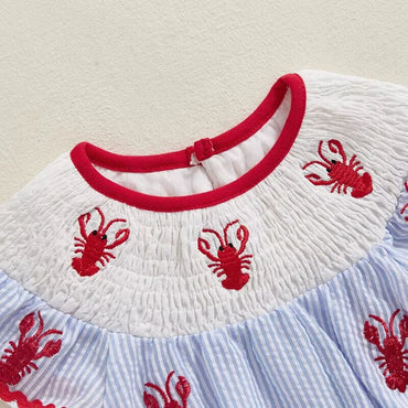 Smocked Lobster Baby Romper