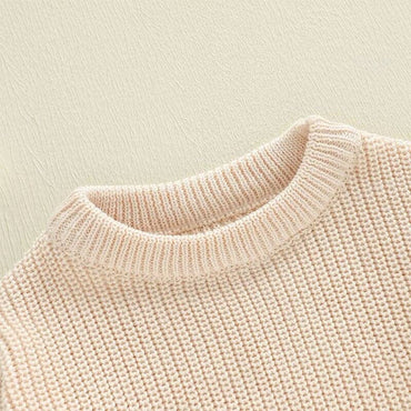 Long Sleeve Beige Knit Baby Sweater