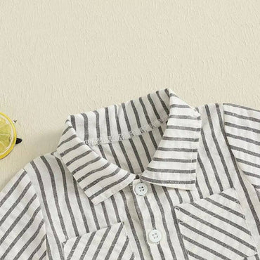 Short Sleeve Striped Shirt Toddler Set