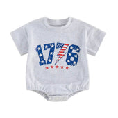 Short Sleeve Independence Day Baby Bodysuit Gray 0-3 M