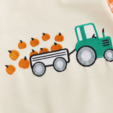 Long Sleeve Tractor Pumpkin Baby Jumpsuit