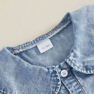 Sleeveless Collar Denim Toddler Dress