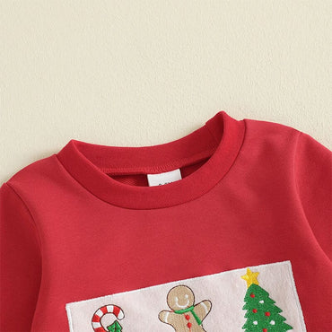 Long Sleeve Christmas Plaid Pants Toddler Set