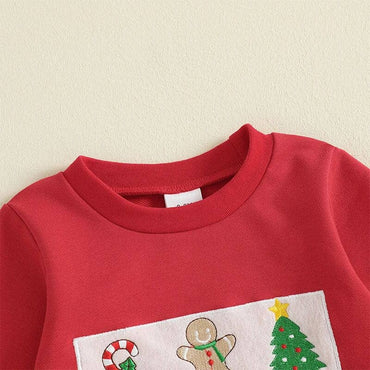 Long Sleeve Christmas Plaid Pants Toddler Set