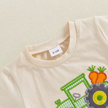 Short Sleeve Easter Tractor Baby Set