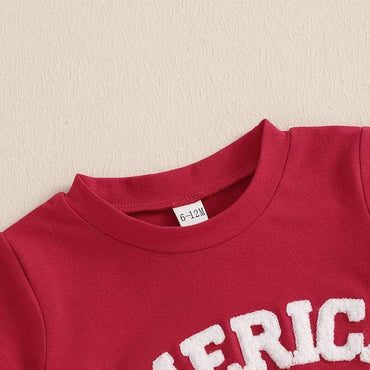 Short Sleeve America Striped Shorts Toddler Set