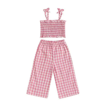 Crop Top Checkered Toddler Set Pink 9-12 M