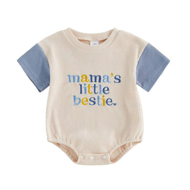 Short Sleeve Mama's Little Bestie Baby Bodysuit Blue 0-3 M