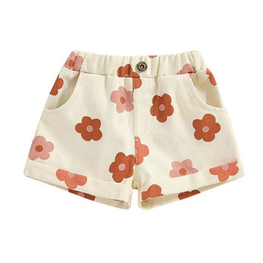 Floral Denim Toddler Shorts Beige 9-12 M
