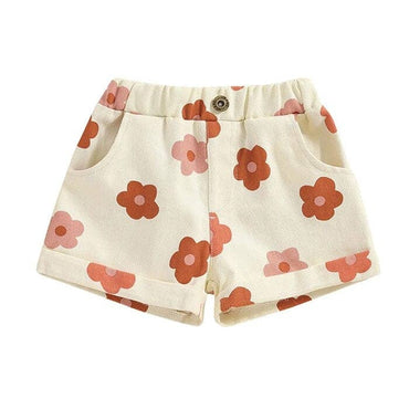 Floral Denim Toddler Shorts Beige 9-12 M