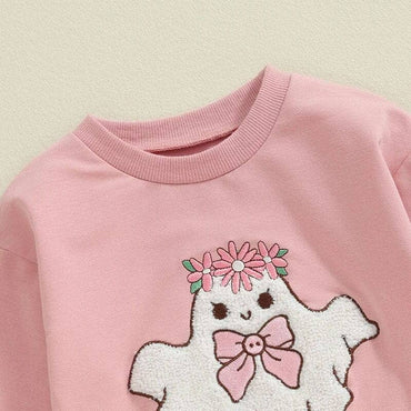 Long Sleeve Pink Ghost Baby Bodysuit