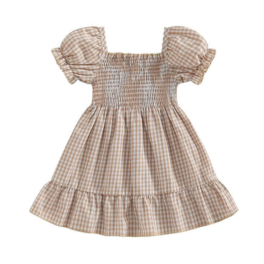 Puff Sleeve Plaid Toddler Dress
