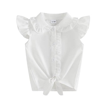 Fly Sleeve Collar Toddler Top White 12-18 M