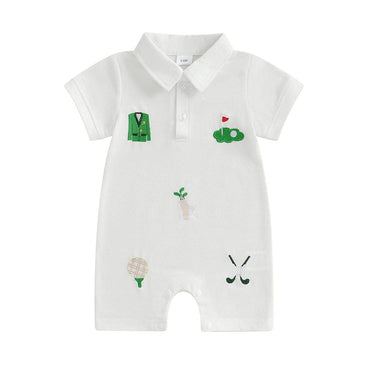 Short Sleeve Golf Vibes Baby Romper White 0-3 M