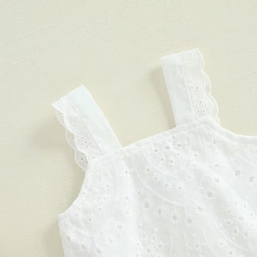 Eyelet Top Plaid Pants Toddler Set