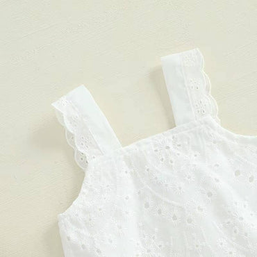 Eyelet Top Plaid Pants Toddler Set