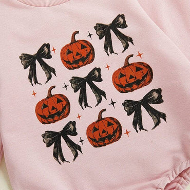 Long Sleeve Halloween Bows Baby Bodysuit
