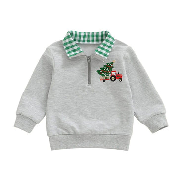 Long Sleeve Christmas Collar Toddler Sweatshirt Gray 9-12 M