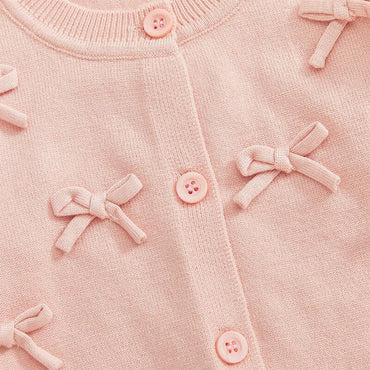 Solid Bows Baby Cardigan