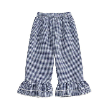 Gingham Retro Flared Toddler Pants Blue 9-12 M