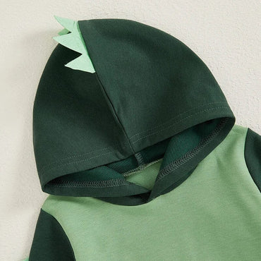 Long Sleeve Dino Hooded Baby Jumpsuit