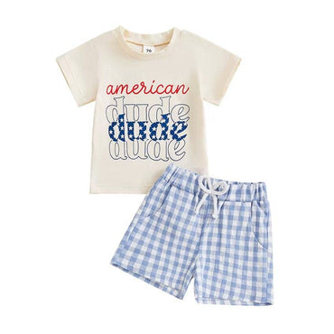 American Dude Checkered Shorts Baby Set