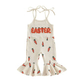 Sleeveless Easter Carrot Flared Toddler Jumpsuit
