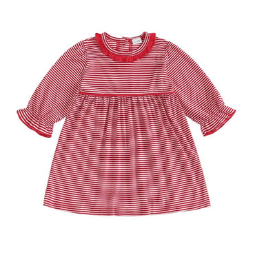 Long Sleeve Striped Toddler Dress Red 9-12 M