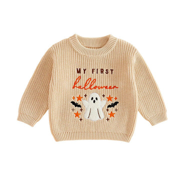 First Halloween Knit Baby Sweater Sweater The Trendy Toddlers Orange 0-3 M