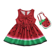 Sleeveless Watermelon Bow Baby Dress