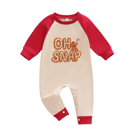 Long Sleeve Oh Snap Christmas Baby Jumpsuit