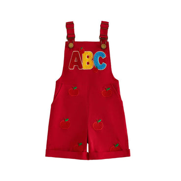 Sleeveless Straps Apple Toddler Romper Rompers The Trendy Toddlers Red 12-18 M