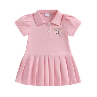 Short Sleeve Pink Baseball Toddler Dress