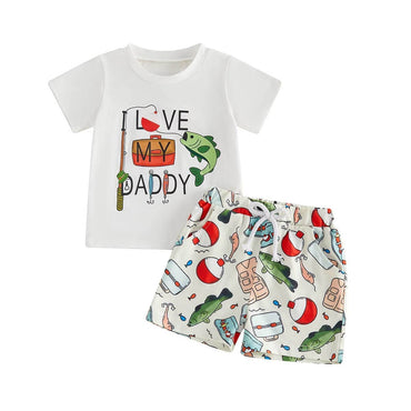 Short Sleeve Love My Daddy Fishing Baby Set