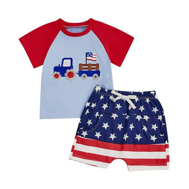 Short Sleeve American Tractor Toddler Set