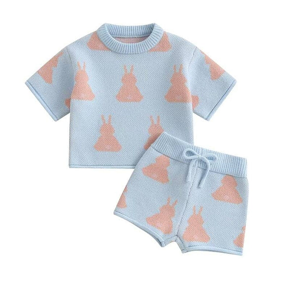 Short Sleeve Knitted Bunny Baby Set