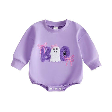 Long Sleeve Boo Purple Baby Bodysuit