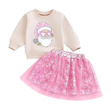 Cool Santa Pink Skirt Toddler Set