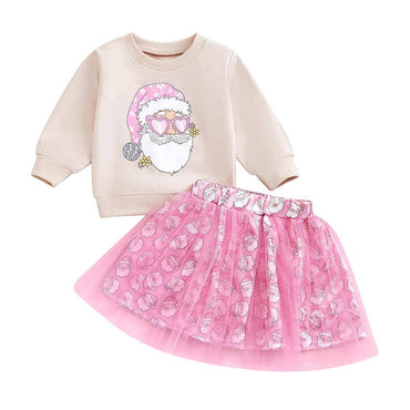 Cool Santa Pink Skirt Toddler Set