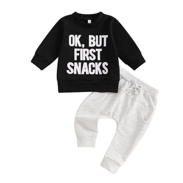 OK, But First Snacks Toddler Jogger Set