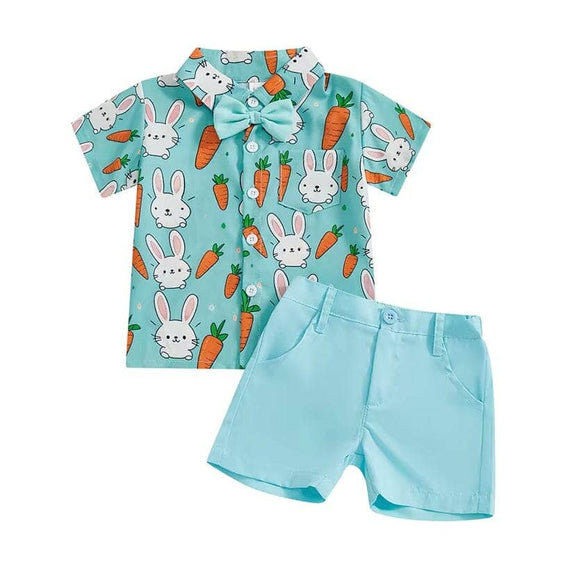 Short Sleeve Solid Shorts Easter Toddler Set