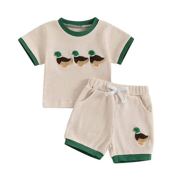 Short Sleeve Waffle Duck Baby Set